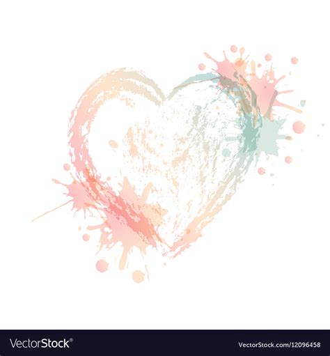 Watercolor heart with splash Royalty Free Vector Image