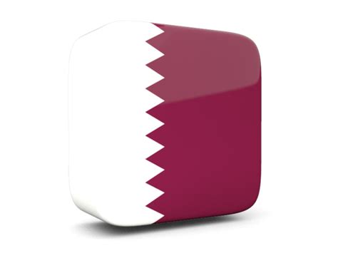 Glossy square icon 3d. Illustration of flag of Qatar