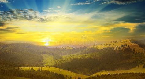 Mountain Landscape and Sunrise Stock Photo - Image of morning, flora: 46459900