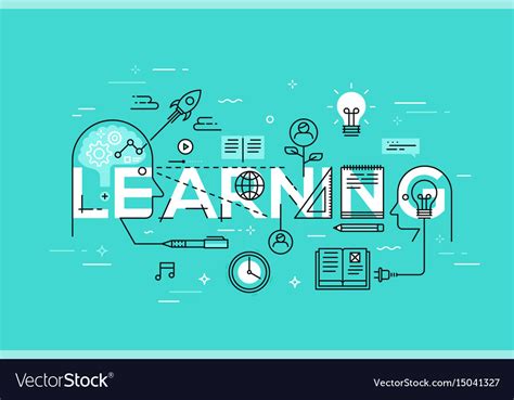 Thin line flat design banner of learning web page Vector Image