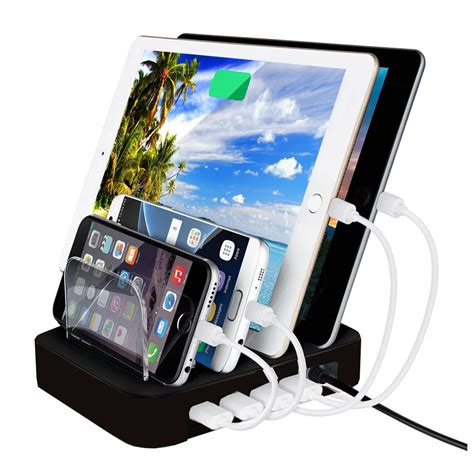 Tinhofire Quick Charger Desk 4 Ports USB Charger Phone Tablet PC Holder ...