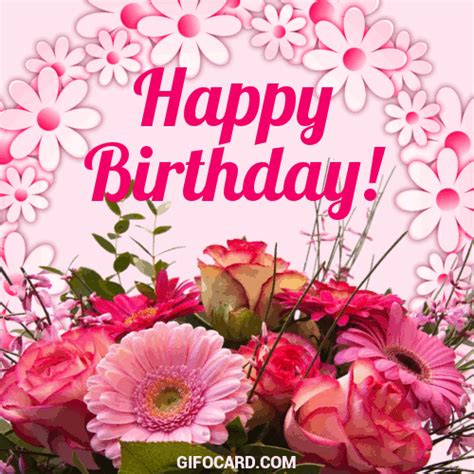 Happy Birthday flower images – download gif, tap to send ecard