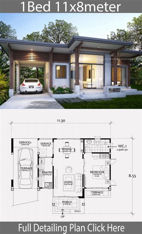 Small Bungalow House Design And Floor Plan With 3-Bedrooms Modern Bungalow House Design, Small ...