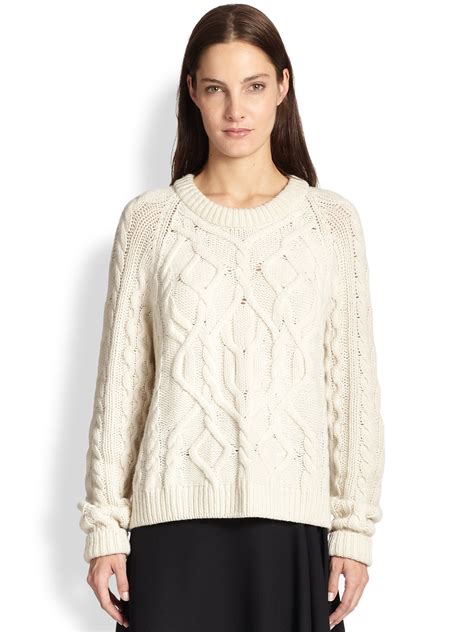 Mcq Wool & Cashmere Cable-Knit Sweater in White | Lyst