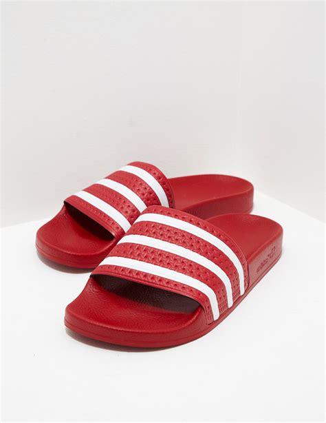 adidas Originals Synthetic Mens Adilette Slides Red for Men - Lyst