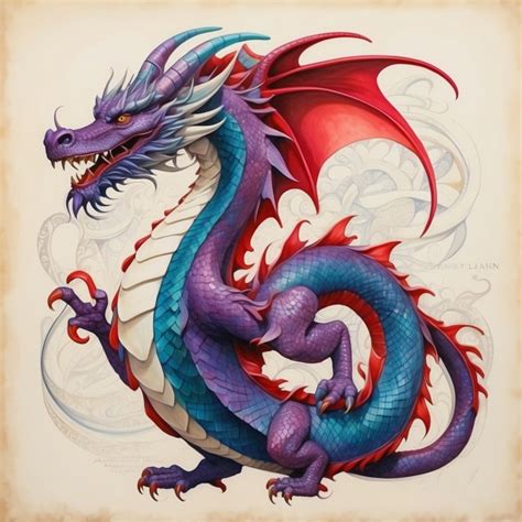 Colorful Asian Dragon Art Print Free Stock Photo - Public Domain Pictures