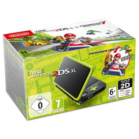 New Nintendo 2DS XL Black and Lime Green + Mario Kart 7 | Nintendo ...