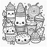 Kawaii Food coloring page Uncolored Prompts  Stable Diffusion Online sketch template