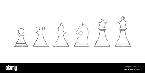 set of chess pieces, an empty outline. Vector icon isolated on a white background. Flat design ...