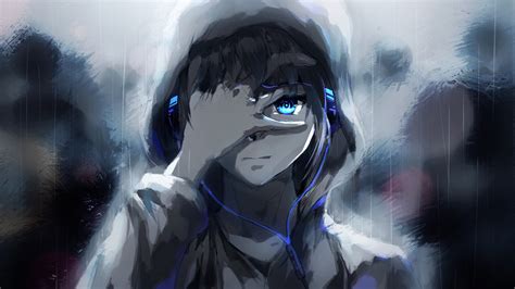 Wallpaper : fantasy art, anime boys, artwork, music, manga, blue, headphones, darkness ...