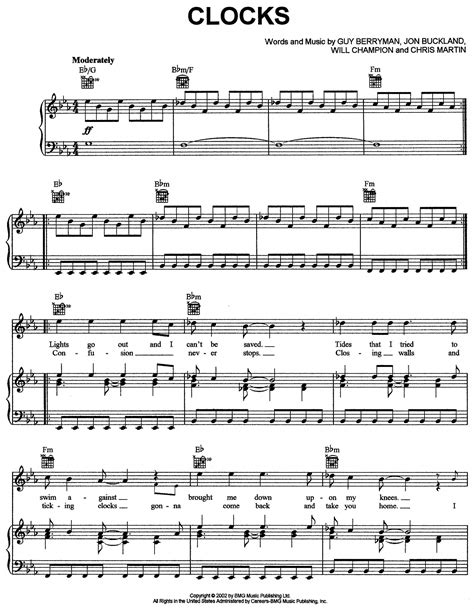 Coldplay Clocks Piano Sheet Music Learn To Play Today Coldplay Clocks ...