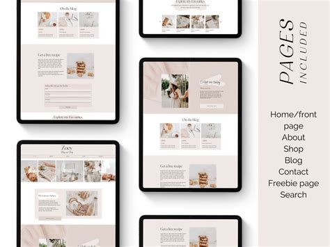 Wix Website Template Premium Wix Template for Bloggers Feminine Blog Themes Boho Website Design ...