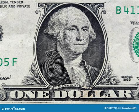 Closeup of American One Dollar Bill. President George Washington Stock ...