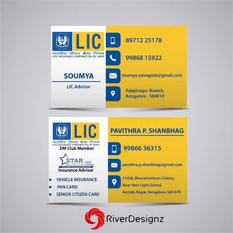 River Designz: LIC Agent Business Card Design Mockup