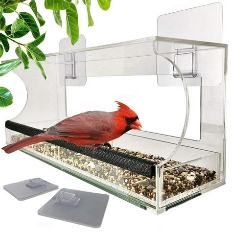 Window Bird Feeders with Sliding Feed Tray