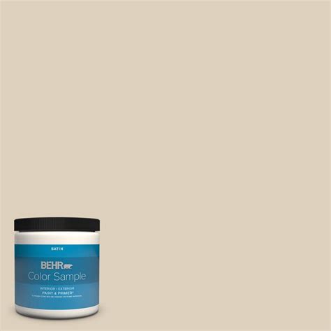 BEHR PREMIUM PLUS 8 oz. #OR-W07 Spanish Sand Satin Enamel Interior ...