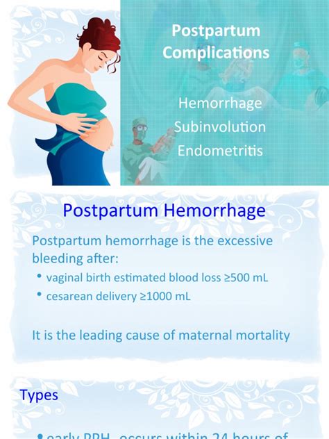 Postpartum Complications: Hemorrhage Subinvolution Endometritis | PDF | Childbirth | Uterus