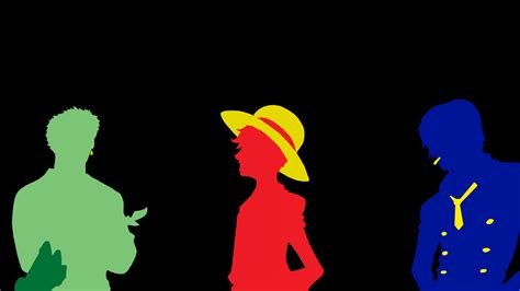 Wallpaper : One Piece, Monkey D Luffy, Zoro Lorenor, Sanji, anime, minimalism, hat, silhouette ...