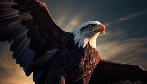 Premium AI Image | A bald eagle flies in the sky with the sun behind it.