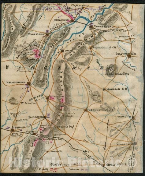 Historic 1864 Map - Map of The Shenandoah Valley Campaign, 1864 ...