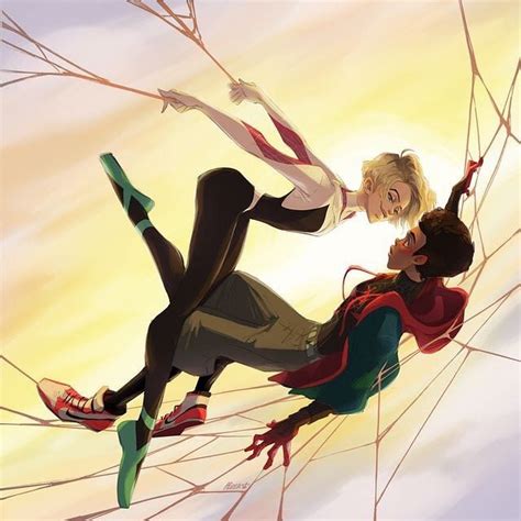 Great spider Gwen and miles morales art by @reeacat_art ... | Spider gwen art, Miles morales ...