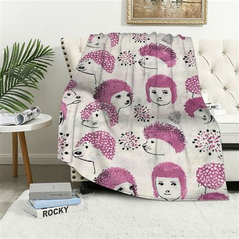 Nawypu Hedgehog Throw Blanket, Colorful Spiky Animals with Faces Doodle ...