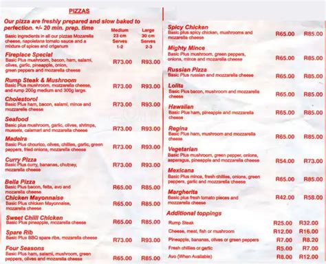 The Fireplace Roadhouse Menu, Menu for The Fireplace Roadhouse, Boksburg, East Rand - Zomato SA