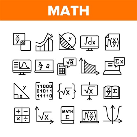 Math Science Education Collection Icons Set Vector 9906795 Vector Art ...