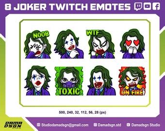 Joker Face Emote Twitch Emotes Cool Emotes Discord Emotes - Etsy