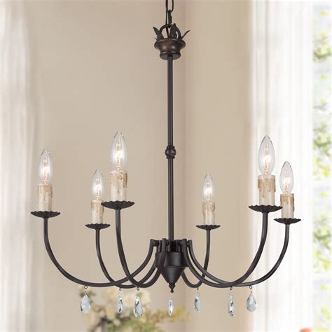 LNC Chandelier Light Fixture Bronze 6-Light Chandelier with Crystal ...