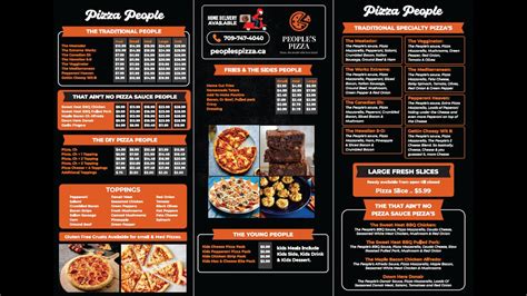 Menu at People's Pizza restaurant, St. John's