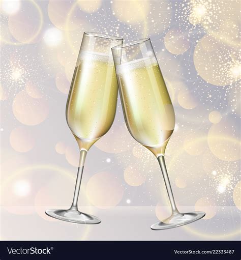 Champagne glasses on holiday silver background Vector Image