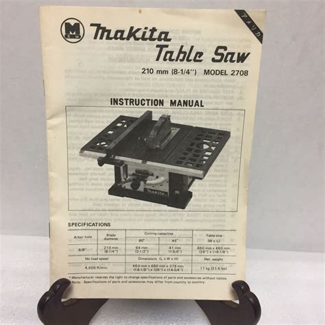 Makita Table Saw 210 mm Model 2708 Instruction Manual ONLY #Craftsman ...