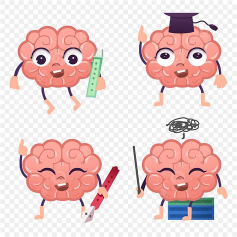 Brain Character PNG Image, Cute Style Brain Character Cartoon Mascot ...