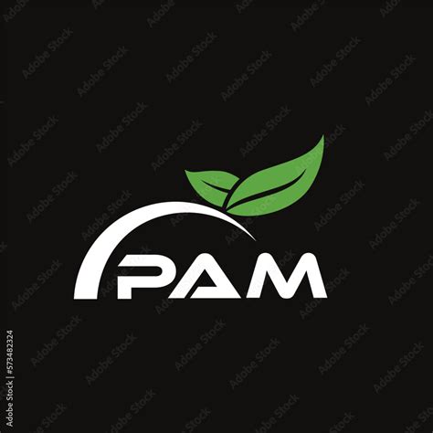 PAM letter nature logo design on black background. PAM creative initials letter leaf logo ...