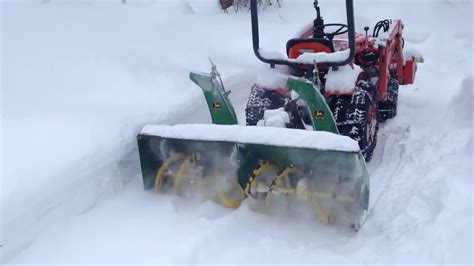 John Deere Custom 3 point hitch snowblower for Kubota compact tractor - YouTube