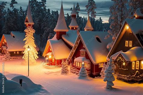 Santa Claus Village in Finland's Lapland, located near Rovaniemi. Christmas, winter, and Laponia ...