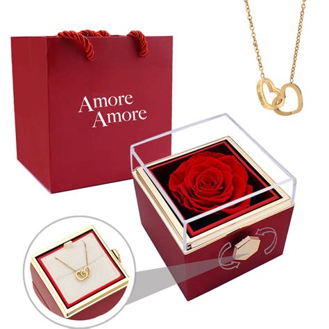 Rosa Eterna | Flor Auténtica y Collar de Regalo | Oro de 18 Quilates – Amore Amore