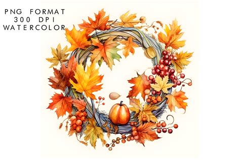 Watercolor Thanksgiving -Autumn Wreath Graphic by WatercolorByKr · Creative Fabrica