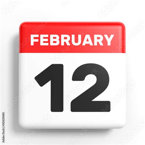 February 12. Calendar on white background. - Buy this stock ...