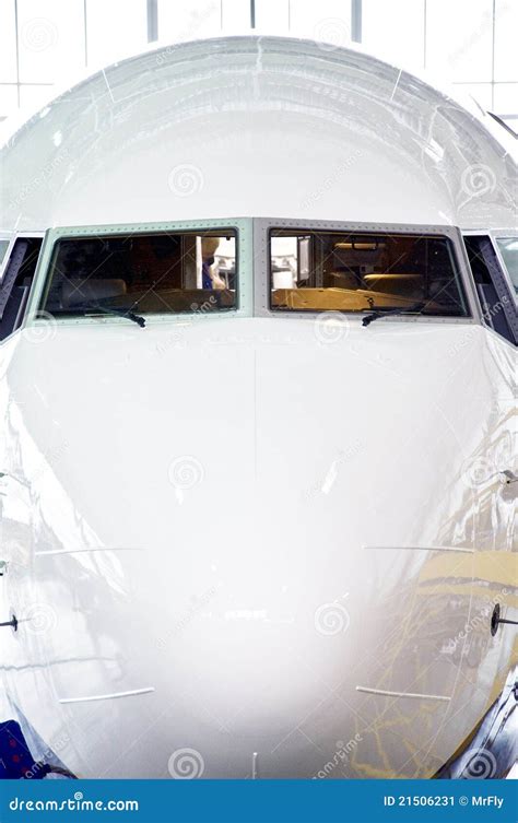 Airplane front view stock image. Image of travel, window - 21506231