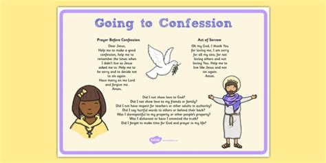 My First Confession Penance Prompt Card (teacher made)