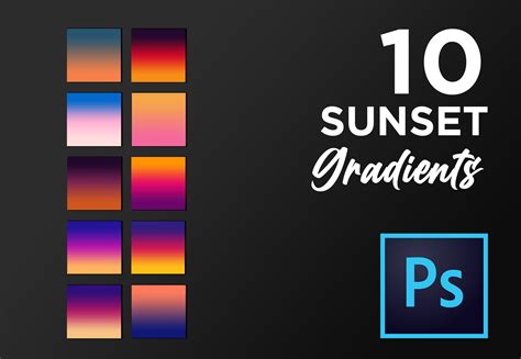 Photoshop Sunset Gradient Pack GRD Set Graphic by TiveCreate · Creative Fabrica