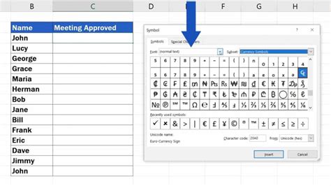 How to Insert a Symbol in Excel