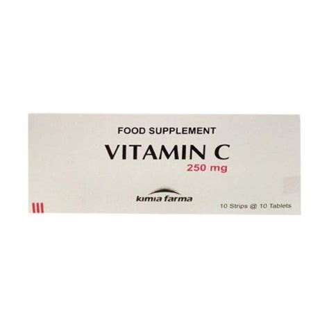 Vitamin C 250 mg 10 Tablet Kimia Farma - Manfaat, Kandungan, Dosis, dan Efek Samping