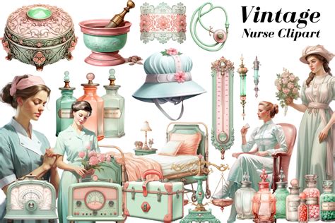 Vintage Nurse Clipart Graphic by Digital Xpress · Creative Fabrica