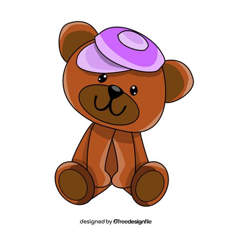 Teddy bear with purple cap clipart vector free download