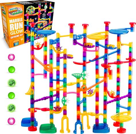 Buy Marble Genius Glow Marble Run Extreme Set - 300 Complete Pieces Free Instruction App & Full ...