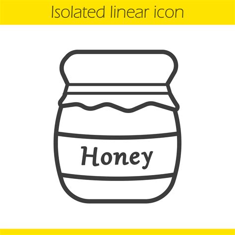 Honey jar linear icon. Thin line illustration. Honey pot contour symbol. Vector isolated outline ...