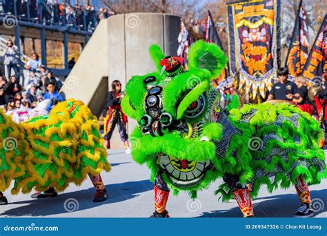 Lion Dance Performance in the Lunar New Year Festival Editorial Photo ...